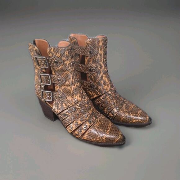Coach Phoebe Studded Snakeskin Leather Booties Size 6.5 B LOOK!!!!!! G3990 - Picture 1 of 6